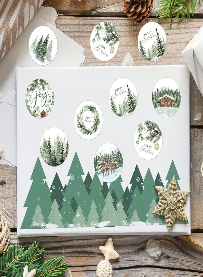 وولاين مجموعة ملصقات عيد الميلاد من والين، 1000 قطعة، بتصميمات شجرة عيد الميلاد والغابة والغزلان، ذاتية اللصق، لتزيين سجلات القصاصات والمذكرات والأظرف وديكورات العطلات الشتوية، 8 تصميمات - Image 5